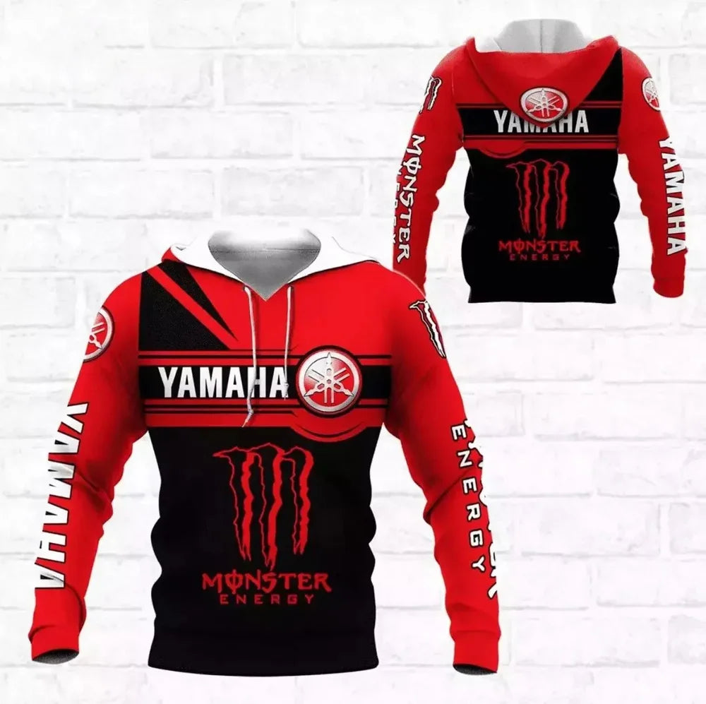 2025 Spring/Summer New 3D Printed Yamaha Motorcycle Off road Hoodie for Extreme Sports Adventure Men&