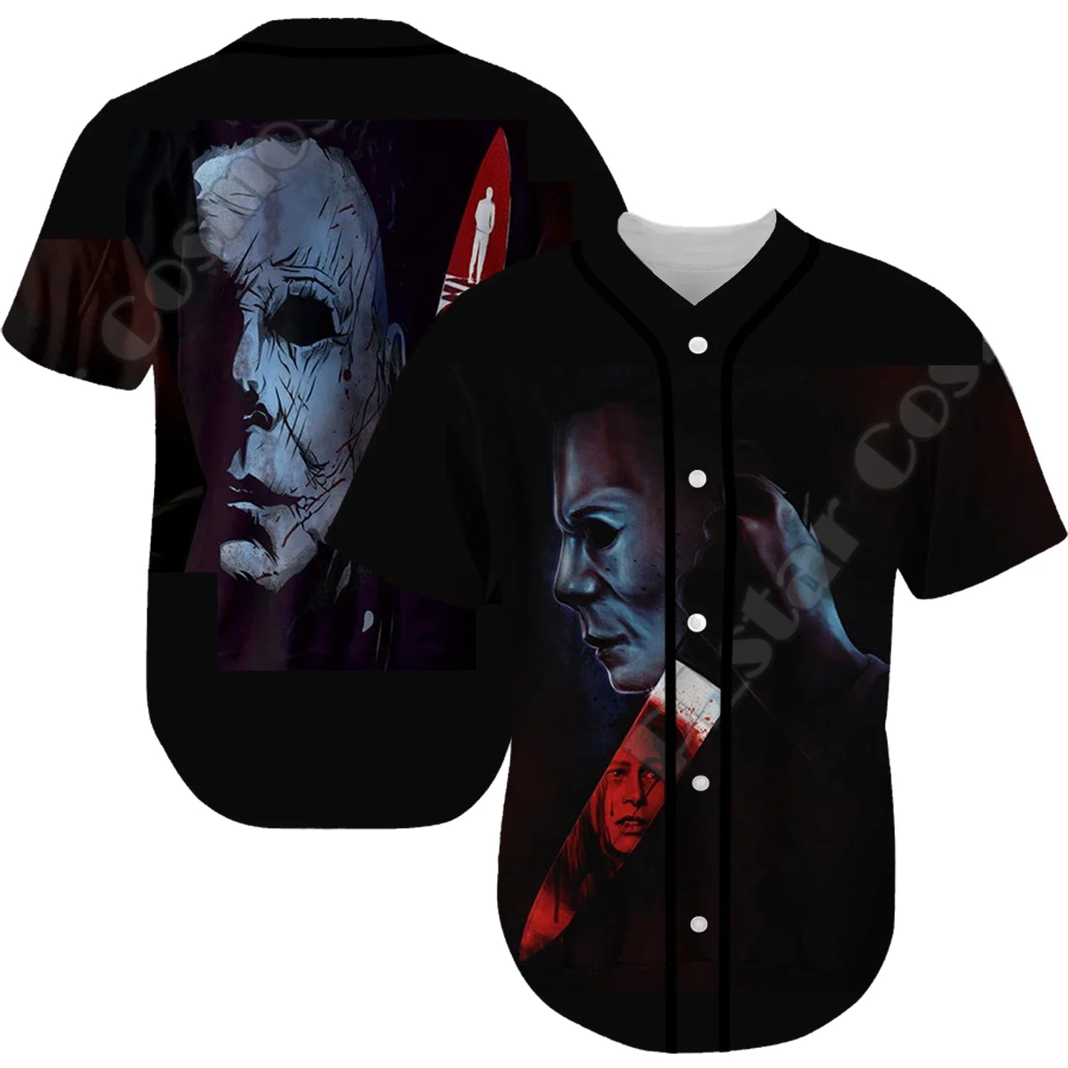 Halloween Horror Terror Movie Cosplay Michael Myers 3DPrint Summer Baseball Shirts Jersey Funny Casual Unisex Short Sleeves X1