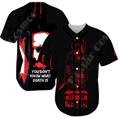 Halloween Horror Terror Movie Cosplay Michael Myers 3DPrint Summer Baseball Shirts Jersey Funny Casual Unisex Short Sleeves X1