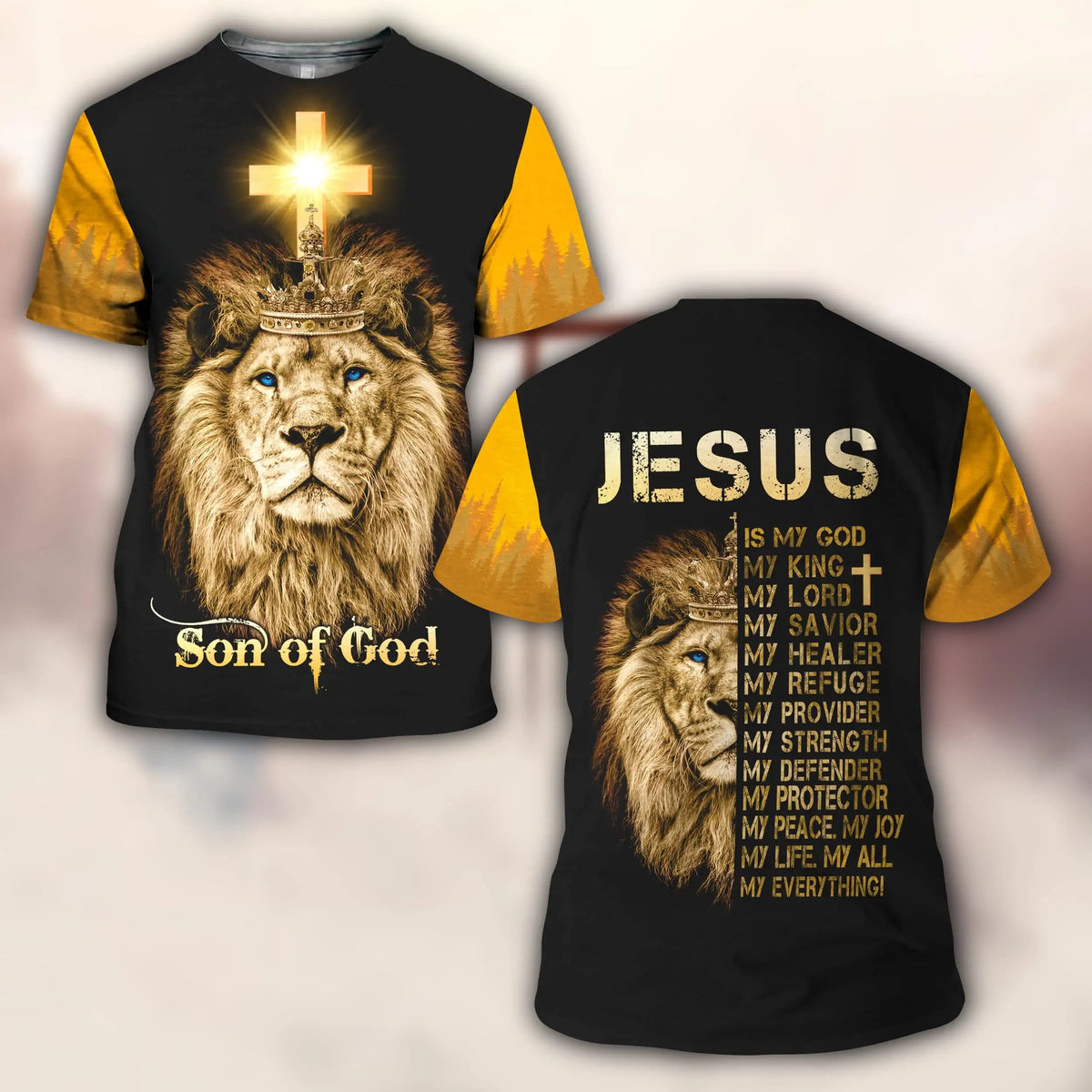 Summer Vintage T Shirt For Men Lion Graphic 3D Print Short Sleeve Christian Jesus T-shirt Men&