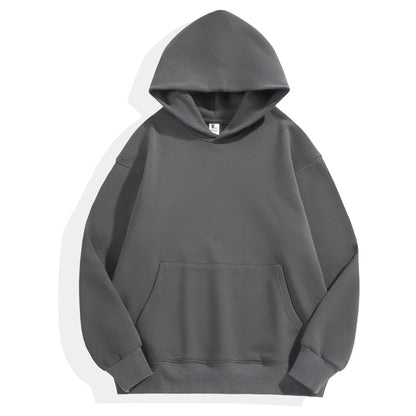 Customized Logo Men Women Autumn Winter Pullover Hoodie Fleece Work Coat Team Club Solid Color Sweater High School Student Top