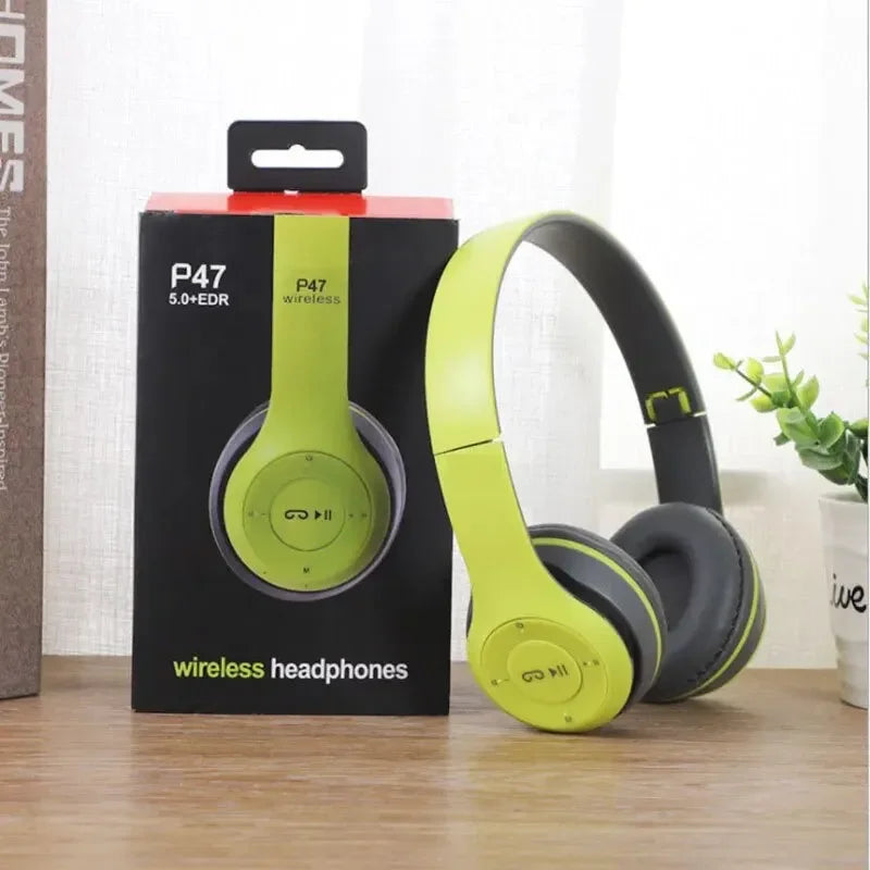 Foldable Bluetooth Headphones Wireless Overhead Earphones with Microphone Volume Control for iPhone And Android Game Headset