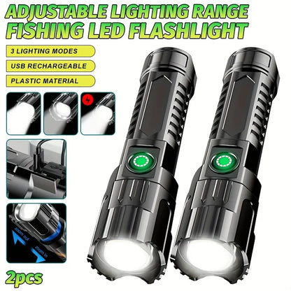 High Power Self Defense LED Flashlights USB Rechargeable Strong Hand Light Multifunctional Torch Lamp For Emergency Camping