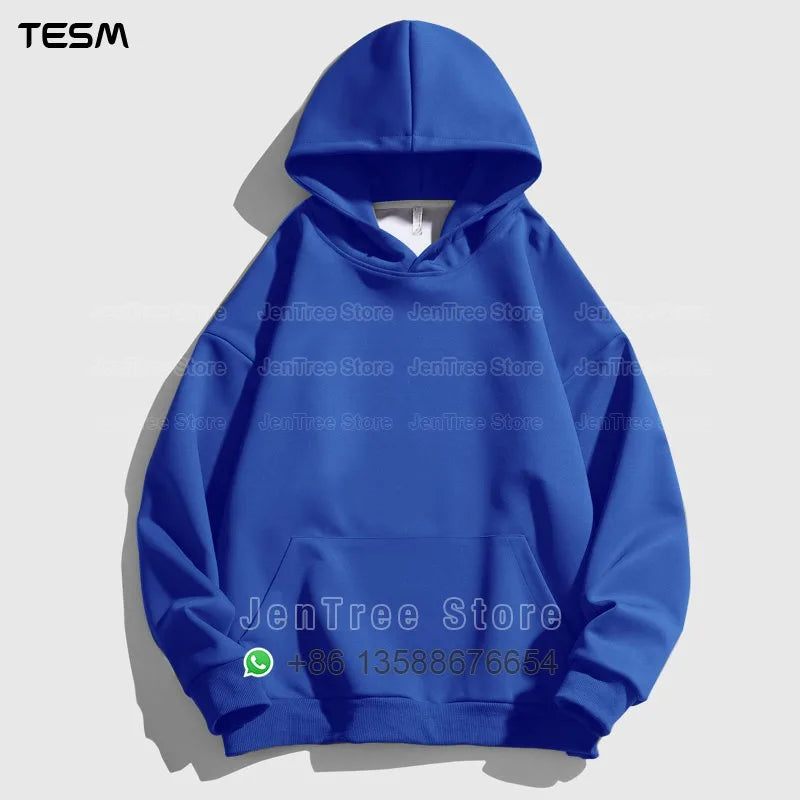 Customized Logo Men Women Autumn Winter Pullover Hoodie Fleece Work Coat Team Club Solid Color Sweater High School Student Top