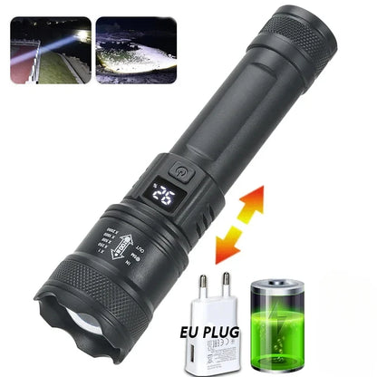 High Power Self Defense LED Flashlights USB Rechargeable Strong Hand Light Multifunctional Torch Lamp For Emergency Camping