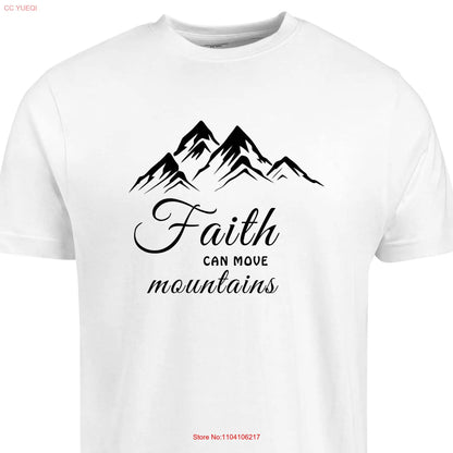 Faith Can Move Mountains T Shirt Bible Verse Christian Clothing Jesus Apparel s For Her long or short sleeves