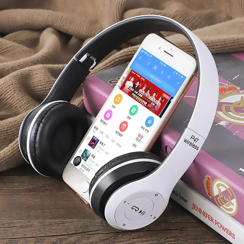 Foldable Bluetooth Headphones Wireless Overhead Earphones with Microphone Volume Control for iPhone And Android Game Headset