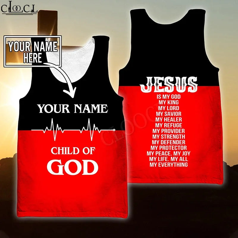 MSIEESO Christian Jesus Catholic DIY Customize Name Tank 3D Print Summer Streetwear Vest Sleeveless Men Women Fitness Clothing