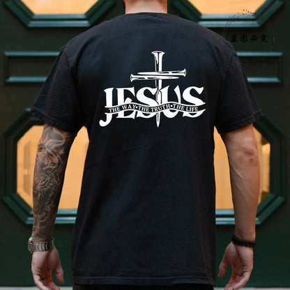 Fashion Graphic Tops Gift for Christian Jesus Streetwear Men Tee Shirt Jesus Christ Back Printing T-Shirt Oversized Y2k Clothing