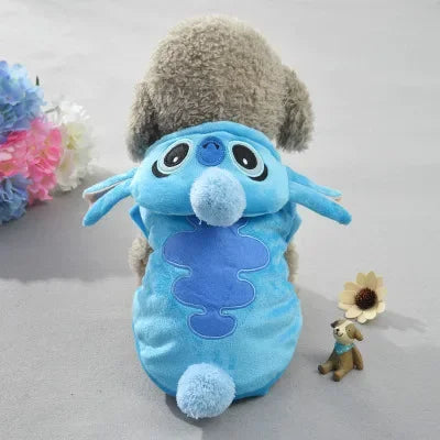 Disney Stitch Pet Dog Clothes Anime Cute Winter Plus Velvet Halloween Small and Medium-sized Dogs and Cats Warm Jacket Chihuahua