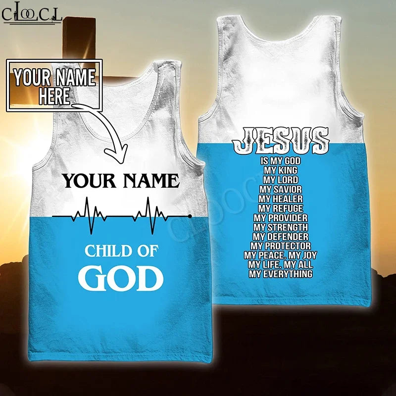 MSIEESO Christian Jesus Catholic DIY Customize Name Tank 3D Print Summer Streetwear Vest Sleeveless Men Women Fitness Clothing