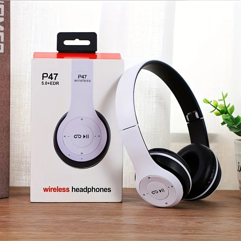 Foldable Bluetooth Headphones Wireless Overhead Earphones with Microphone Volume Control for iPhone And Android Game Headset