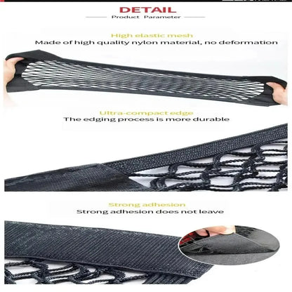Car Storage Net Stretchable Mesh Pocket Net Magic Elastic Sticker Universal Rear Mesh Trunk Seat Bag Pocket Cage Auto Organizer