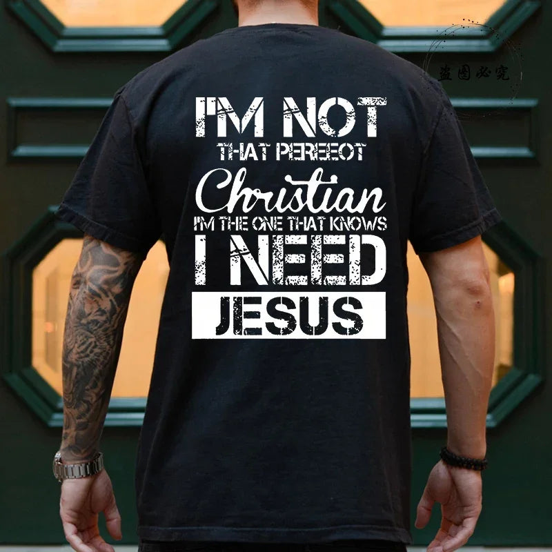 Fashion Graphic Tops Gift for Christian Jesus Streetwear Men Tee Shirt Jesus Christ Back Printing T-Shirt Oversized Y2k Clothing
