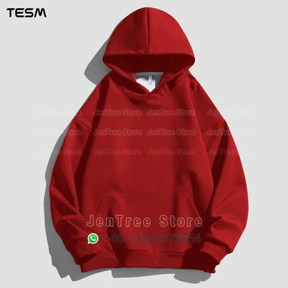 Customized Logo Men Women Autumn Winter Pullover Hoodie Fleece Work Coat Team Club Solid Color Sweater High School Student Top